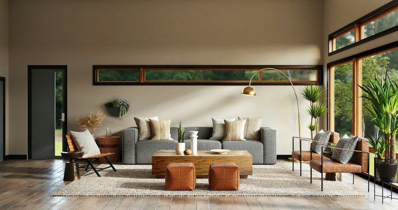Masif Meşe Tavan Kirişleri ve Doğal Traverten Zemin ile Uyumlu Mineral Sıva — Boodrumconcept